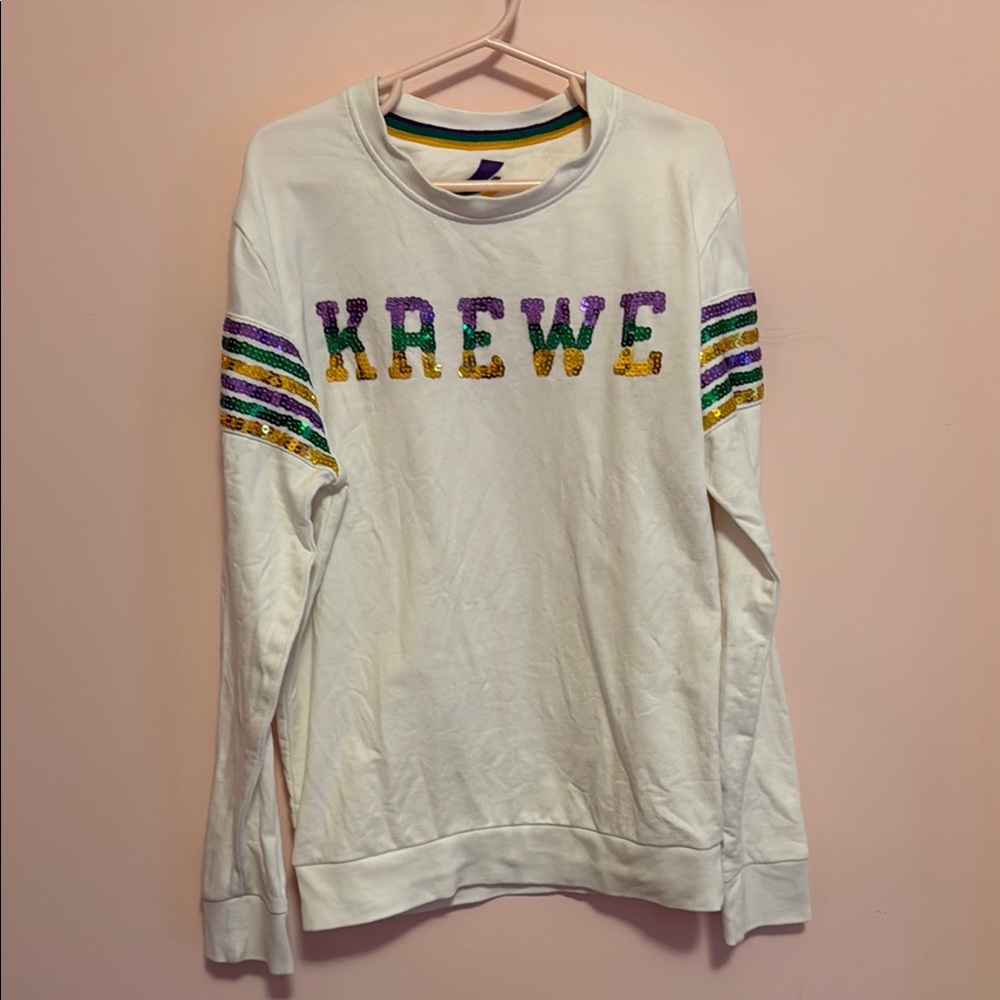 Krewe White Mardi Gras Sweatshirt